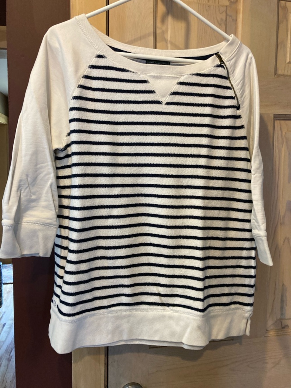Ralph Lauren Navy & White Striped Raglan Top